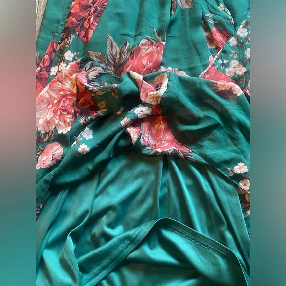 NWOT Ricarica Floral Chiffon Maxi Dress in Forest Green - Picture 9 of 9